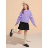 Haloumoning Girls Fashion Hoodies Kids Cute Striped Long Sleeve Crop Tops Hooded Sweatshirts 5-14 Years(Light Purple)