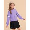 Haloumoning Girls Fashion Hoodies Kids Cute Striped Long Sleeve Crop Tops Hooded Sweatshirts 5-14 Years(Light Purple)