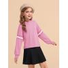 Haloumoning Girls Fashion Hoodies Kids Cute Striped Long Sleeve Crop Tops Hooded Sweatshirts 5-14 Years(Pink)