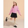 Haloumoning Girls Fashion Hoodies Kids Cute Striped Long Sleeve Crop Tops Hooded Sweatshirts 5-14 Years(Pink)