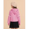 Haloumoning Girls Fashion Hoodies Kids Cute Striped Long Sleeve Crop Tops Hooded Sweatshirts 5-14 Years(Pink)