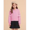 Haloumoning Girls Fashion Hoodies Kids Cute Striped Long Sleeve Crop Tops Hooded Sweatshirts 5-14 Years(Pink)
