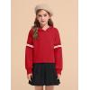 Haloumoning Girls Fashion Hoodies Kids Cute Striped Long Sleeve Crop Tops Hooded Sweatshirts 5-14 Years(Red)