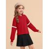 Haloumoning Girls Fashion Hoodies Kids Cute Striped Long Sleeve Crop Tops Hooded Sweatshirts 5-14 Years(Red)