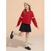 Haloumoning Girls Fashion Hoodies Kids Cute Striped Long Sleeve Crop Tops Hooded Sweatshirts 5-14 Years(Red)