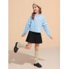 Haloumoning Girls Fashion Hoodies Kids Cute Striped Long Sleeve Crop Tops Hooded Sweatshirts 5-14 Years(Sky Blue)