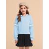 Haloumoning Girls Fashion Hoodies Kids Cute Striped Long Sleeve Crop Tops Hooded Sweatshirts 5-14 Years(Sky Blue)