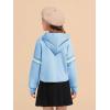 Haloumoning Girls Fashion Hoodies Kids Cute Striped Long Sleeve Crop Tops Hooded Sweatshirts 5-14 Years(Sky Blue)