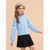 Haloumoning Girls Fashion Hoodies Kids Cute Striped Long Sleeve Crop Tops Hooded Sweatshirts 5-14 Years(Sky Blue)