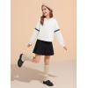 Haloumoning Girls Fashion Hoodies Kids Cute Striped Long Sleeve Crop Tops Hooded Sweatshirts 5-14 Years(White)