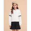 Haloumoning Girls Fashion Hoodies Kids Cute Striped Long Sleeve Crop Tops Hooded Sweatshirts 5-14 Years(White)