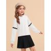 Haloumoning Girls Fashion Hoodies Kids Cute Striped Long Sleeve Crop Tops Hooded Sweatshirts 5-14 Years(White)