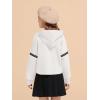 Haloumoning Girls Fashion Hoodies Kids Cute Striped Long Sleeve Crop Tops Hooded Sweatshirts 5-14 Years(White)