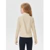 Haloumoning Girls Half Zip Pullover Sweatshirt Long Sleeve Workout Shirts Mock Neck Athletic Cropped Tops(Beige)