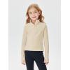 Haloumoning Girls Half Zip Pullover Sweatshirt Long Sleeve Workout Shirts Mock Neck Athletic Cropped Tops(Beige)
