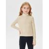 Haloumoning Girls Half Zip Pullover Sweatshirt Long Sleeve Workout Shirts Mock Neck Athletic Cropped Tops(Beige)