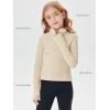 Haloumoning Girls Half Zip Pullover Sweatshirt Long Sleeve Workout Shirts Mock Neck Athletic Cropped Tops(Beige)