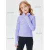 Haloumoning Girls Half Zip Pullover Sweatshirt Long Sleeve Workout Shirts Mock Neck Athletic Cropped Tops(Purple)