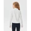 Haloumoning Girls Half Zip Pullover Sweatshirt Long Sleeve Workout Shirts Mock Neck Athletic Cropped Tops(White)