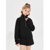 Haloumoning Girls Half Zip Sweatshirt Long Sleeve Pullover Crop Tops Kids Lightweight Fleece Fashion Winter Clothes(Black)