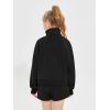 Haloumoning Girls Half Zip Sweatshirt Long Sleeve Pullover Crop Tops Kids Lightweight Fleece Fashion Winter Clothes(Black)