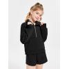 Haloumoning Girls Half Zip Sweatshirt Long Sleeve Pullover Crop Tops Kids Lightweight Fleece Fashion Winter Clothes(Black)