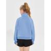 Haloumoning Girls Half Zip Sweatshirt Long Sleeve Pullover Crop Tops Kids Lightweight Fleece Fashion Winter Clothes(Blue)