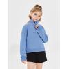 Haloumoning Girls Half Zip Sweatshirt Long Sleeve Pullover Crop Tops Kids Lightweight Fleece Fashion Winter Clothes(Blue)