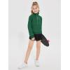 Haloumoning Girls Half Zip Sweatshirt Long Sleeve Pullover Crop Tops Kids Lightweight Fleece Fashion Winter Clothes(Dark Green)