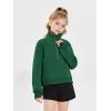 Haloumoning Girls Half Zip Sweatshirt Long Sleeve Pullover Crop Tops Kids Lightweight Fleece Fashion Winter Clothes(Dark Green)