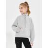 Haloumoning Girls Half Zip Sweatshirt Long Sleeve Pullover Crop Tops Kids Lightweight Fleece Fashion Winter Clothes(Grey)