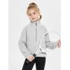Haloumoning Girls Half Zip Sweatshirt Long Sleeve Pullover Crop Tops Kids Lightweight Fleece Fashion Winter Clothes(Grey)