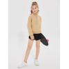 Haloumoning Girls Half Zip Sweatshirt Long Sleeve Pullover Crop Tops Kids Lightweight Fleece Fashion Winter Clothes(Light Khaki)