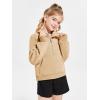 Haloumoning Girls Half Zip Sweatshirt Long Sleeve Pullover Crop Tops Kids Lightweight Fleece Fashion Winter Clothes(Light Khaki)