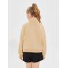 Haloumoning Girls Half Zip Sweatshirt Long Sleeve Pullover Crop Tops Kids Lightweight Fleece Fashion Winter Clothes(Light Khaki)