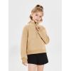 Haloumoning Girls Half Zip Sweatshirt Long Sleeve Pullover Crop Tops Kids Lightweight Fleece Fashion Winter Clothes(Light Khaki)