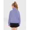 Haloumoning Girls Half Zip Sweatshirt Long Sleeve Pullover Crop Tops Kids Lightweight Fleece Fashion Winter Clothes(Purple)