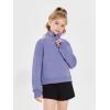 Haloumoning Girls Half Zip Sweatshirt Long Sleeve Pullover Crop Tops Kids Lightweight Fleece Fashion Winter Clothes(Purple)