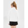 Haloumoning Girls Half Zip Sweatshirt Long Sleeve Pullover Crop Tops Kids Lightweight Fleece Fashion Winter Clothes(White)