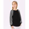Haloumoning Girls Sequin Sweatshirts Kids Fashion Crewneck Long Batwing Sleeve Pullover Clothes 5-14 Years(Black)