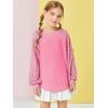 Haloumoning Girls Sequin Sweatshirts Kids Fashion Crewneck Long Batwing Sleeve Pullover Clothes 5-14 Years(Dark Pink)