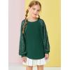 Haloumoning Girls Sequin Sweatshirts Kids Fashion Crewneck Long Batwing Sleeve Pullover Clothes 5-14 Years(Green)