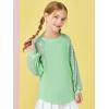Haloumoning Girls Sequin Sweatshirts Kids Fashion Crewneck Long Batwing Sleeve Pullover Clothes 5-14 Years(Light Green)