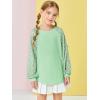 Haloumoning Girls Sequin Sweatshirts Kids Fashion Crewneck Long Batwing Sleeve Pullover Clothes 5-14 Years(Light Green)