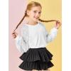 Haloumoning Girls Sequin Sweatshirts Kids Fashion Crewneck Long Batwing Sleeve Pullover Clothes 5-14 Years(White)