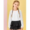 Haloumoning Girls Sequin Sweatshirts Kids Fashion Crewneck Long Batwing Sleeve Pullover Clothes 5-14 Years(White)