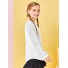 Haloumoning Girls Sequin Sweatshirts Kids Fashion Crewneck Long Batwing Sleeve Pullover Clothes 5-14 Years(White)