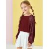 Haloumoning Girls Sequin Sweatshirts Kids Fashion Crewneck Long Batwing Sleeve Pullover Clothes 5-14 Years(Wine Red)