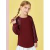 Haloumoning Girls Sequin Sweatshirts Kids Fashion Crewneck Long Batwing Sleeve Pullover Clothes 5-14 Years(Wine Red)