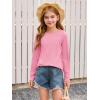 Haloumoning Toddler Baby Girls Long Sleeve T Shirt Little Kids Fall Crew Neck Tops Casual Tees 3-10 Years(Pink)
